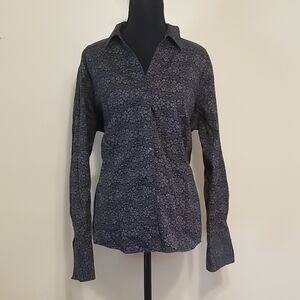 Eddie Bauer Women's Wrinkle Resistant Long Sleeve Button Down Dress Shirt Blouse